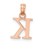 14K Rose Gold Polished Block Letter K Initial Pendant - Image 3