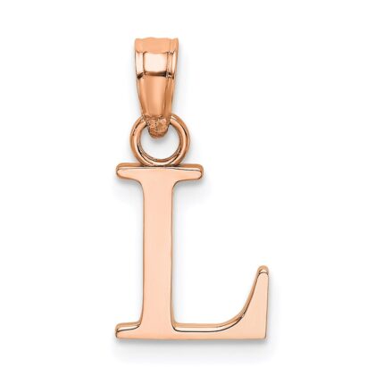 14K Rose Gold Polished Block Letter L Initial Pendant