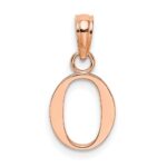 14K Rose Gold Polished Block Letter O Initial Pendant - Image 3