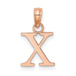 14K Rose Gold Polished Block Letter X Initial Pendant - Image 3