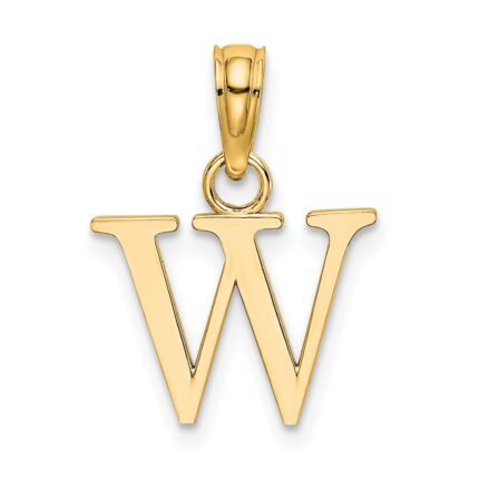 14K Polished Block Letter W Initial Pendant