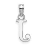 14K White Gold Polished Block Letter J Initial Pendant - Image 4