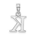 14K White Gold Polished Block Letter K Initial Pendant - Image 4