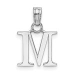 14K White Gold Polished Block Letter M Initial Pendant - Image 4