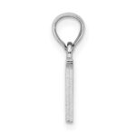 14K White Gold Polished Block Letter V Initial Pendant - Image 2