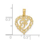 14KY Heart Script Letter F Initial Charm - Image 3