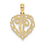 14KY Heart Script Letter V Initial Charm - Image 4