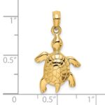 14K Polished Turtle with Textured Shell Charm - Image 3