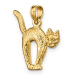 14K 3-D Textured Arch Back and Raised Tail Cat Charm - Image 5