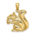 14K Textured Sitting Squirrel with Nut Charm