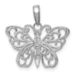14K White Gold Filigree Butterfly Charm - Image 3