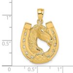 14K Polished and Engraved Horse Head In Shoe Charm - Image 3