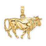 14K 3-D Bull with Horns Charm - Image 4