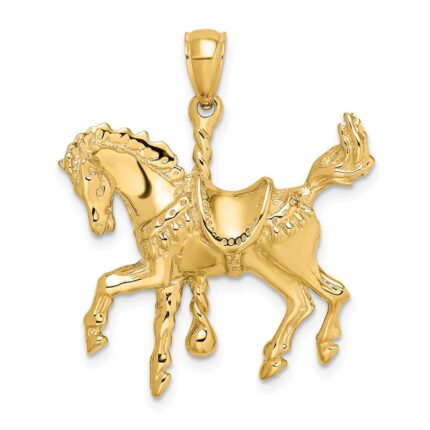 14K Carousel Horse with Tail Up Charm
