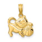 14K 3-D Polished Kitten with Ball Charm - Image 4