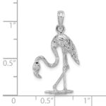 14K White Gold 3-D Textured Flamingo Charm - Image 3