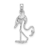 14K White Gold 3-D Textured Flamingo Charm - Image 4