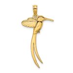 14K Polished Bird with Long Tail Charm
