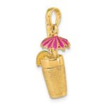 14K 3-D Cocktail Drink with Fuchsia Enameled Umbrella and Lime Charm - Image 4