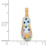 14K 3-D Enamel Shell On Blue Polka-Dot Flip-Flop Charm - Image 3