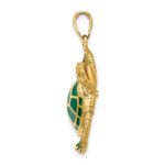 14K 3-D Green Enamel Large Sea Turtle Charm - Image 2