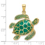 14K 3-D Green Enamel Large Sea Turtle Charm - Image 3