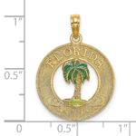 14K FLORIDA Enamel Palm Tree Circle Charm - Image 3