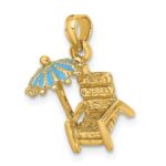 14K 3-D Beach Chair with Aqua Enameled Umbrella Charm - Image 5