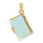 14K Blue Enameled 3-D Bible with Lord's Prayer and Moveable Pages Pendant - Image 4