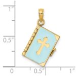 14K Blue Enameled 3-D Bible with Lord's Prayer and Moveable Pages Pendant - Image 3