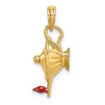14K Red Enameled Polished 3-D Genie Lamp Charm
