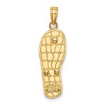 14K and White Rhodium Multi-Colored 3-D Enameled Beach Scene On Flip-Flop Charm - Image 4