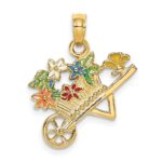 14K 3-D Multi-color Enamel Flower Cart Charm - Image 3