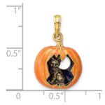 14K 3-D Enameled Jack-o-Lantern with Black Cat and Moon Charm - Image 5