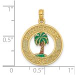 14K BLUFFTON SC Circle Enameled Palm Tree Charm - Image 3