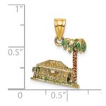 14K 3-D with Enamel Palm Tree and Hut Charm - Image 3