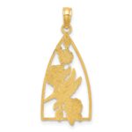 14K Enameled Hummingbird and Flowers Triangle Charm - Image 4