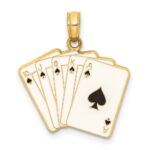 14K Enameled Playing Cards Royal Flush Charm