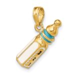 14K 3-D with Blue Enamel Baby Bottle Charm - Image 5