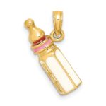 14K 3-D with Pink Enamel Baby Bottle Charm - Image 4
