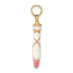 14K 3-D Pink and White Enameled Ballet Shoe Charm - Image 2