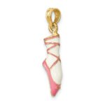 14K 3-D Pink and White Enameled Ballet Shoe Charm - Image 5