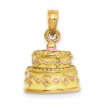 14K 3-D HAPPY ANNIVERSARY Cake with Yellow Enameled Frosting Charm - Image 3