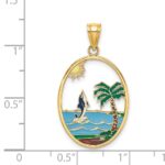 14K Enamel Dolphin Jumping In Beach Scene Charm - Image 3