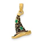 14K 3-D Enameled Witch Hat Halloween Charm