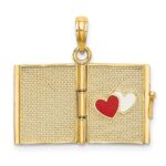 14K Enameled 3-D Moveable MY LOVE STORY Book Pendant - Image 4