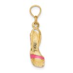 14K 3-D Pink Enamel Open Toe High Heel Charm - Image 2