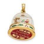 14K 3-D Enameled HAPPY HOLIDAYS on Bottom Glass Snow Globe Charm - Image 5