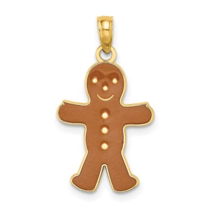 14K 3-D Enameled Gingerbread Man Charm