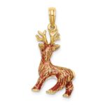 14K 3-D Enameled Red-Nosed Reindeer Charm - Image 4